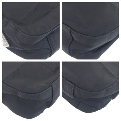 Prada Tessuto Black Silver Nylon Leather Shoulder Bag — view 3