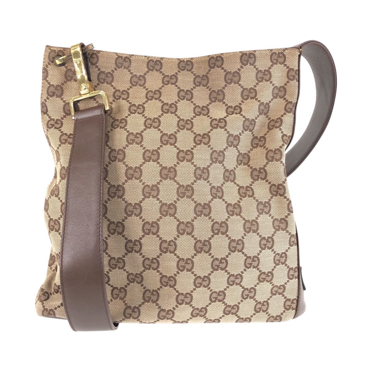 Gucci Beige Brown Gold Leather Shoulder Bag