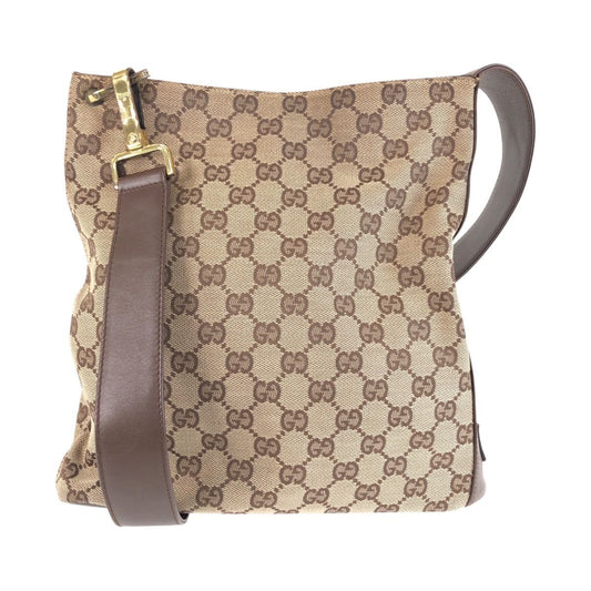 Gucci Beige Brown Gold Leather Shoulder Bag