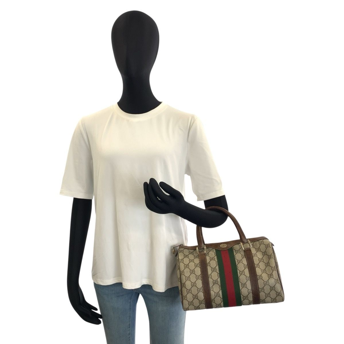 Gucci Vintage Sherry Line Beige GG Supremecanvas 40 Boston Bag — view 6