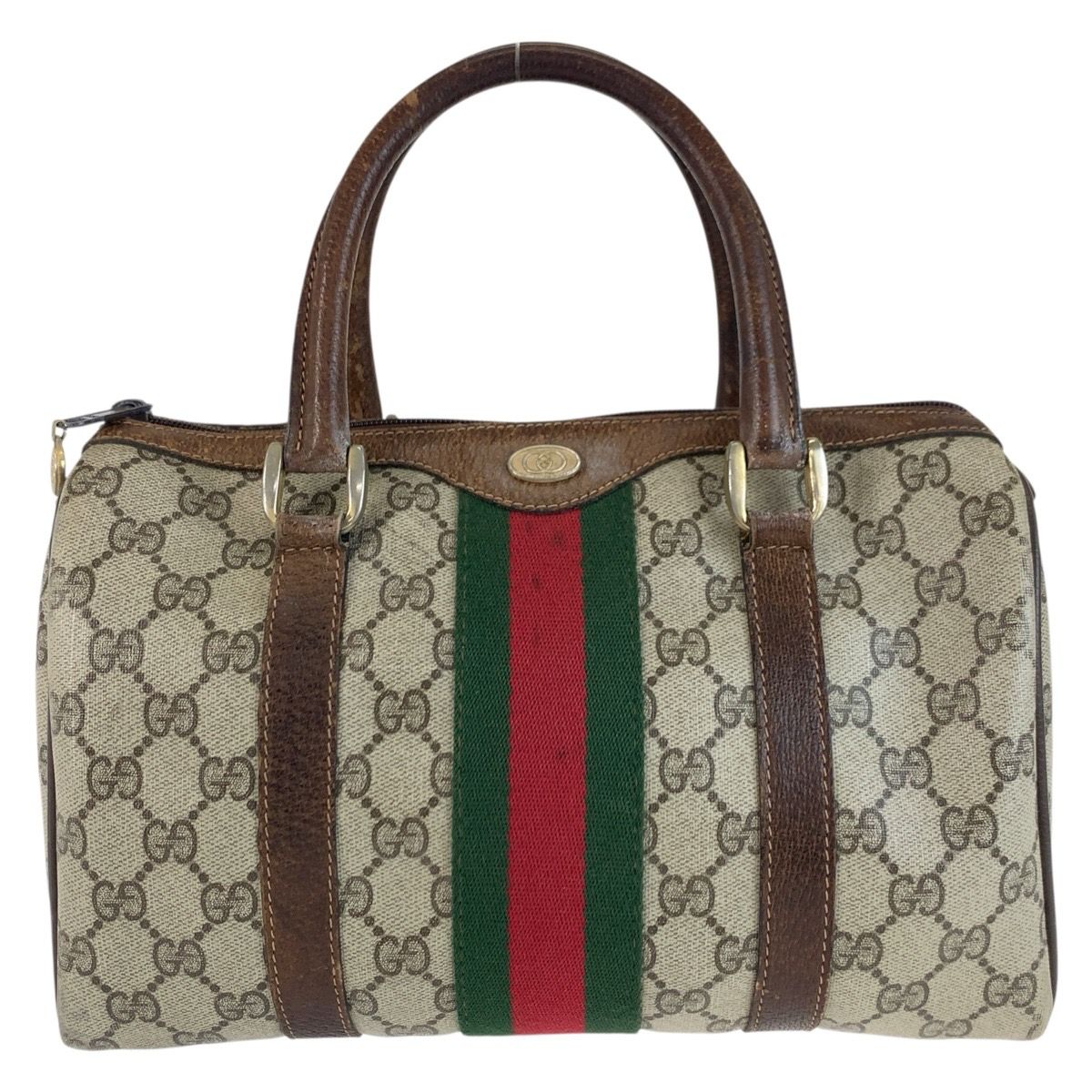 Gucci Vintage Sherry Line Beige GG Supremecanvas 40 Boston Bag