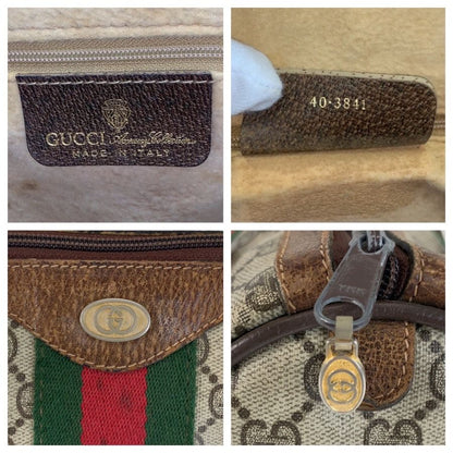 Gucci Vintage Sherry Line Beige GG Supremecanvas 40 Boston Bag — view 3