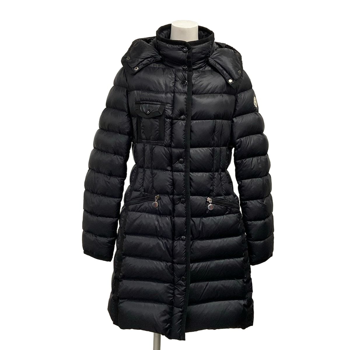 Moncler Down Coat 1 S Hermine Black Long Sleeve Winter