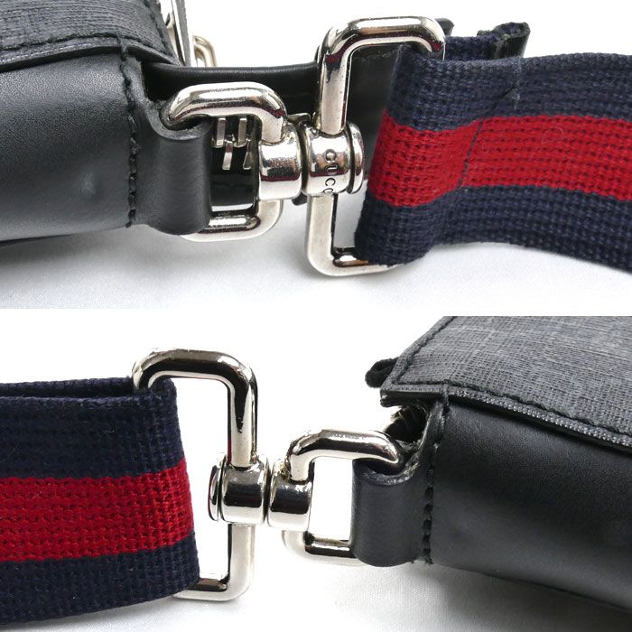 Gucci Messenger Shoulder Bag Black Gray Sherry Line — view 7