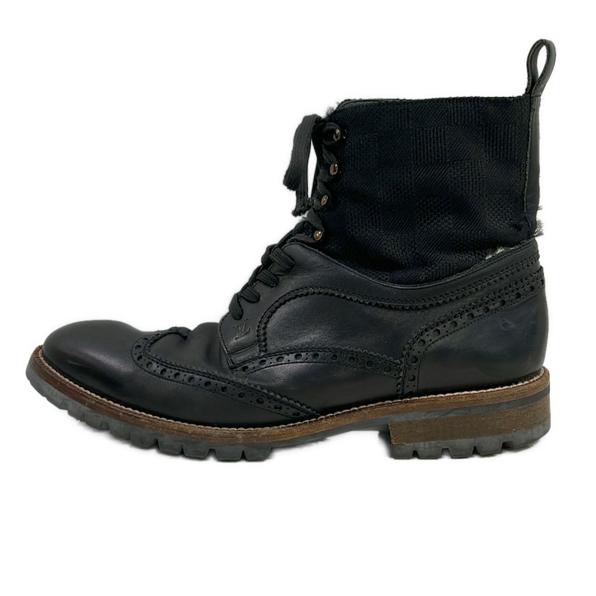 Louis Vuitton Short Boots Black Damier Graphite Leather 9