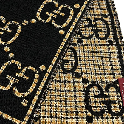 Gucci Shawl Black GG Pattern Wool Scarf — view 4