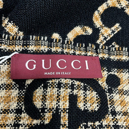 Gucci Shawl Black GG Pattern Wool Scarf — view 2