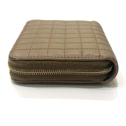 Celine Coin Case C Charm Compact Zip Wallet Leather Khaki Brown — view 4