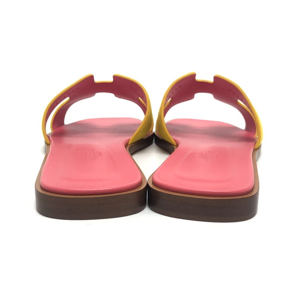 Hermes Sandals Oran Logo Leather Suede Pink — view 4