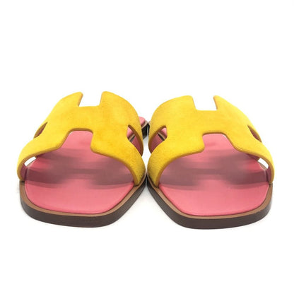 Hermes Sandals Oran Logo Leather Suede Pink — view 2