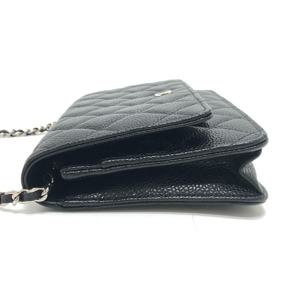 Chanel Shoulder Bag CC Logo Classic Caviar Leather Black — view 3