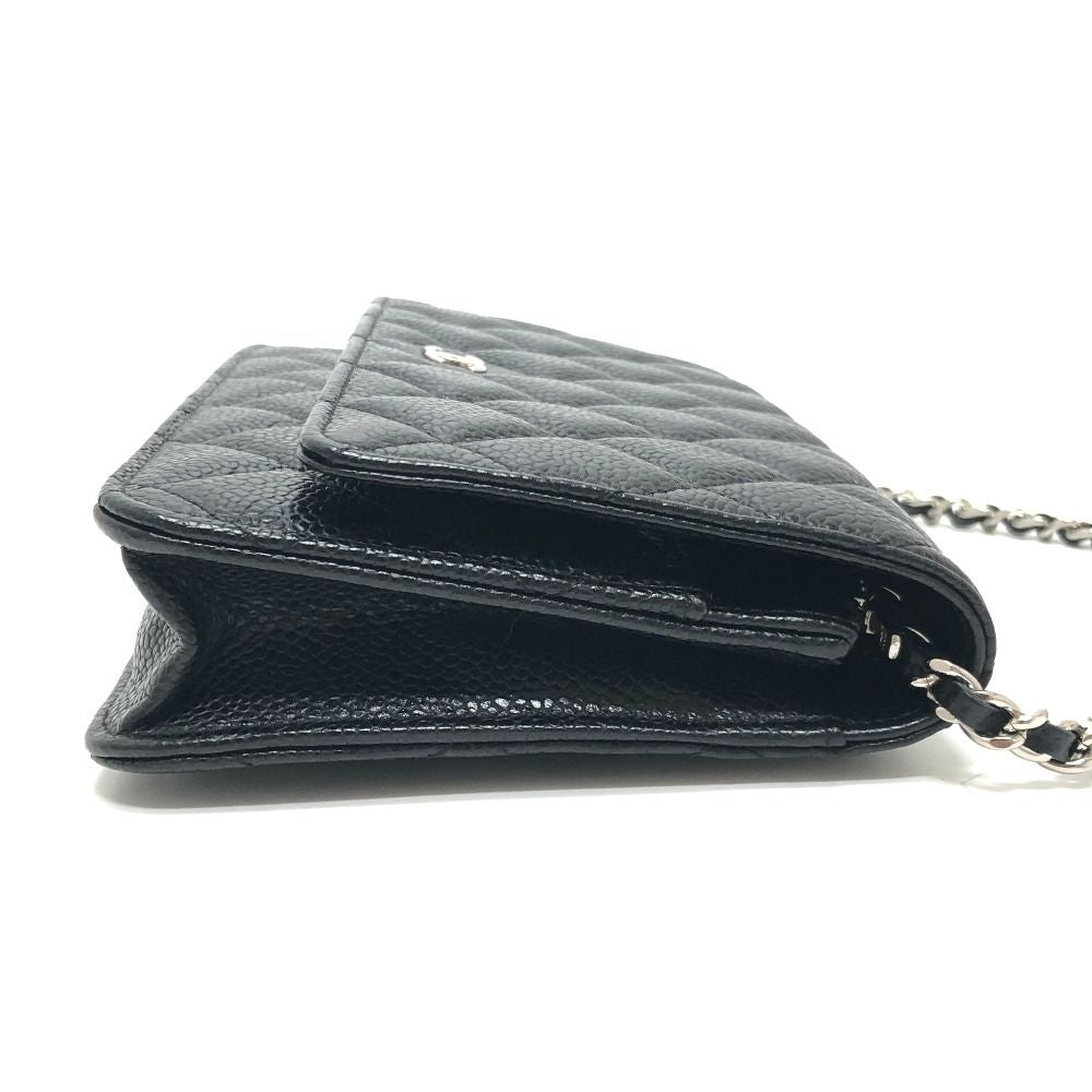 Chanel Shoulder Bag CC Logo Classic Caviar Leather Black — view 4
