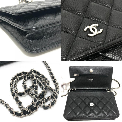 Chanel Shoulder Bag CC Logo Classic Caviar Leather Black — view 7