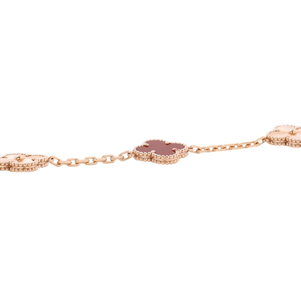 Van Cleef & Arpels Bracelet Vintage Alhambra 5 Motif Carnelian Guilloche 18K — view 2