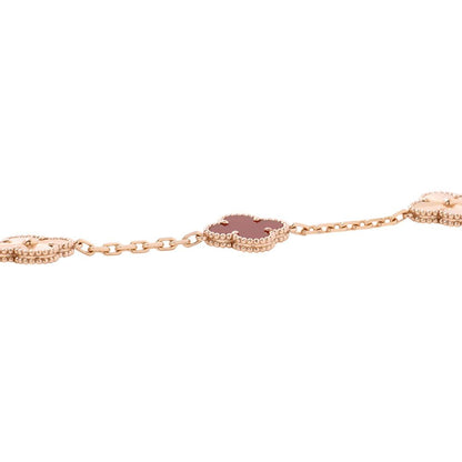 Van Cleef & Arpels Bracelet Vintage Alhambra 5 Motif Carnelian Guilloche 18K — view 2