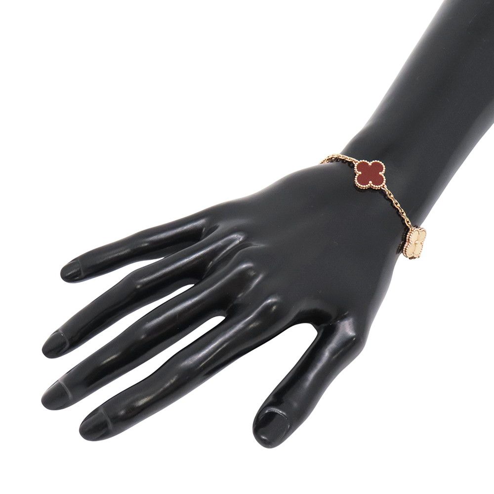 Van Cleef & Arpels Bracelet Vintage Alhambra 5 Motif Carnelian Guilloche 18K — view 3