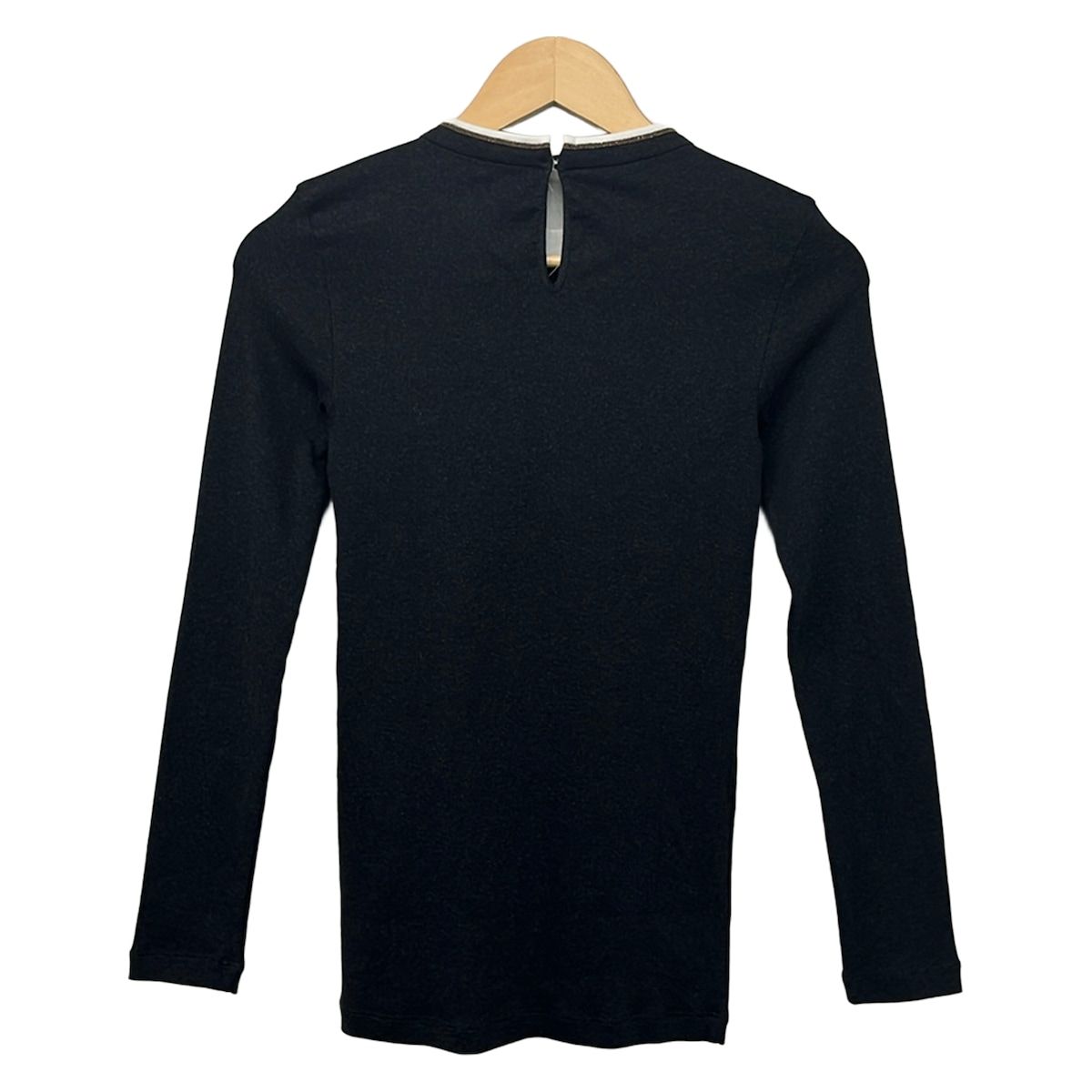 Brunello Cucinelli Long Sleeve Sweater XS Dark Gray Blanc White Beads — view 2