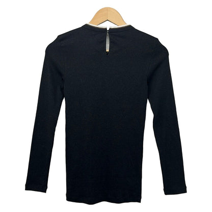 Brunello Cucinelli Long Sleeve Sweater XS Dark Gray Blanc White Beads — view 2