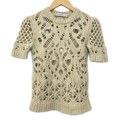 Dior Short Sleeve Sweater I 40 Light Beige with Inner