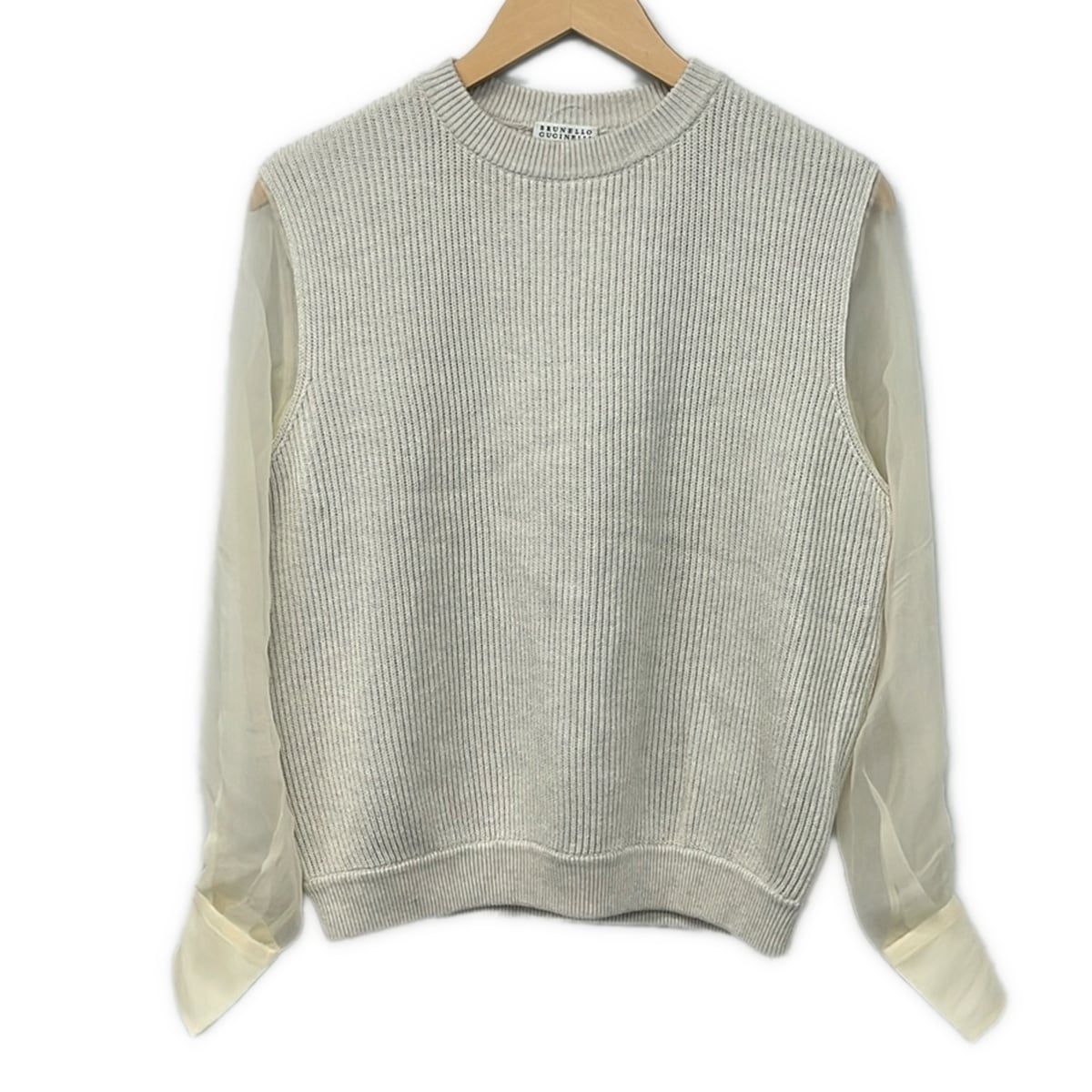 Brunello Cucinelli Long Sleeve Sweater XS Ivory Sheer