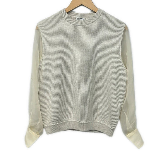Brunello Cucinelli Long Sleeve Sweater XS Ivory Sheer