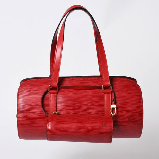 Louis Vuitton Soufflot Handbag Epi Leather Red Gold