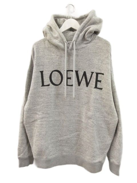 Loewe Oversize Hoodie Logo Print M Gray Long Sleeve Pullover