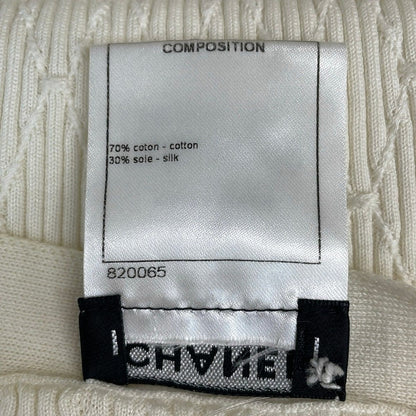 Chanel Cardigan 34 S White Long Sleeve CC Logo Tag One Side Resewn — view 4