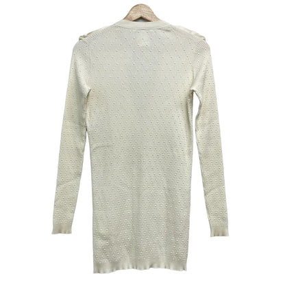 Chanel Cardigan 34 S White Long Sleeve CC Logo Tag One Side Resewn — view 2