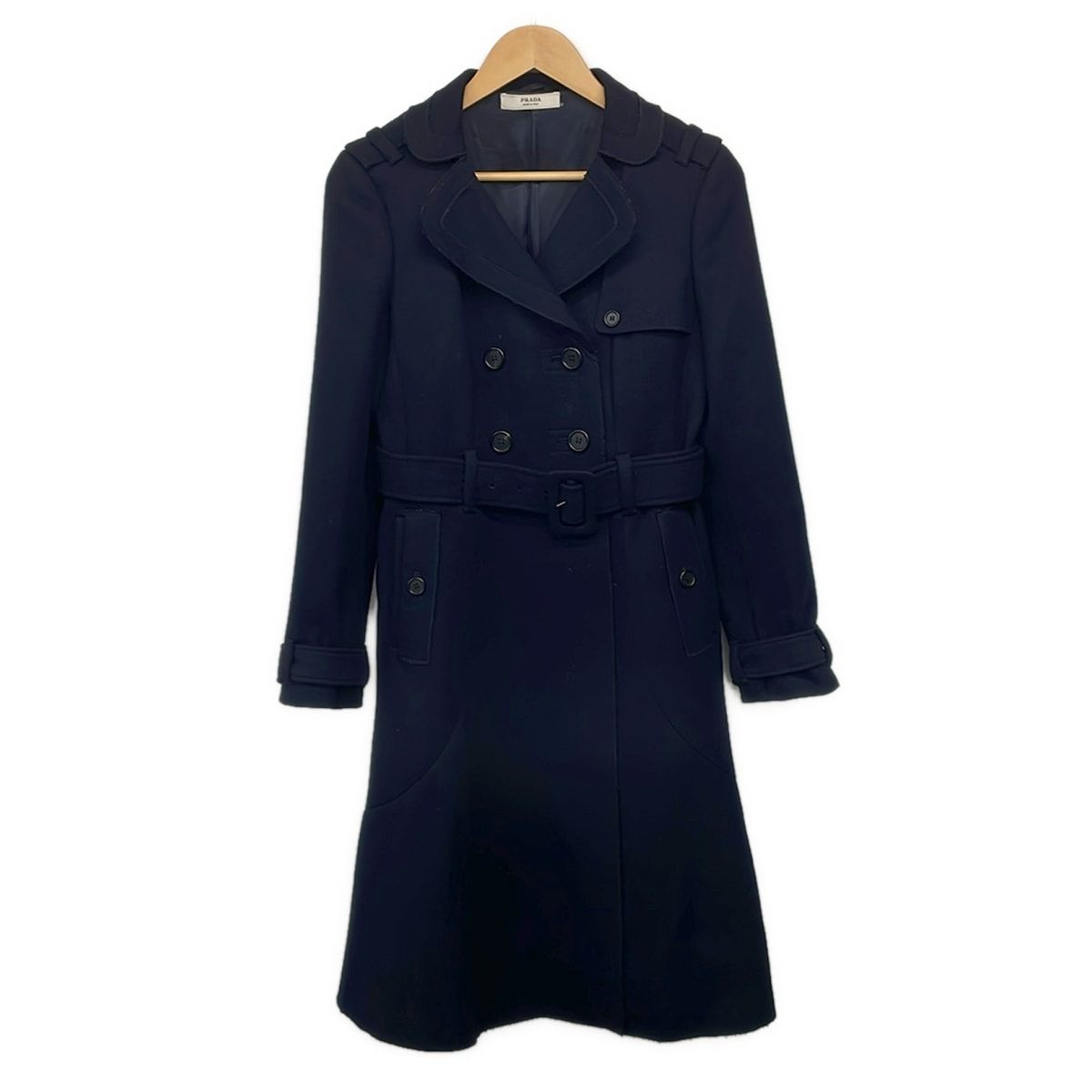 Prada Trench Coat 38 S Dark Navy Long Sleeve Winter