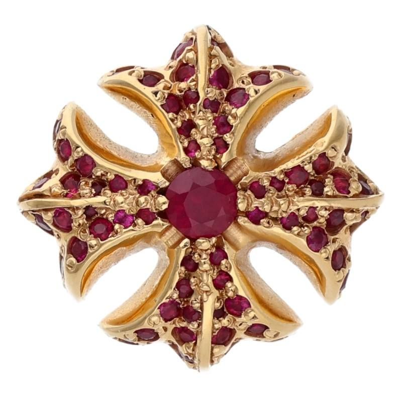 Chrome Hearts 22K 4 CH Pls P Ruby CH Plus Stud Pave Gold Earrings — view 3