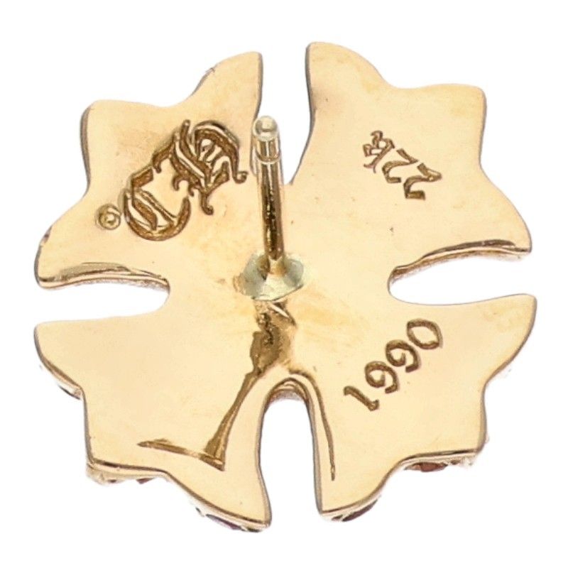 Chrome Hearts 22K 4 CH Pls P Ruby CH Plus Stud Pave Gold Earrings — view 2
