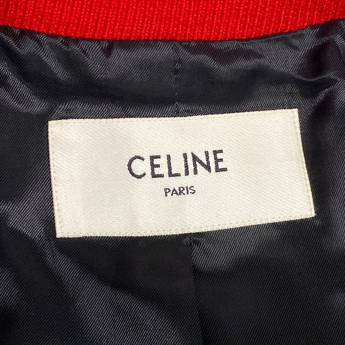 Celine Jacket 38 M Embroidery Teddy Red Long Sleeve Autumn Winter Logo Varsity — view 3