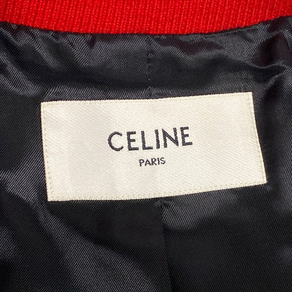 Celine Jacket 38 M Embroidery Teddy Red Long Sleeve Autumn Winter Logo Varsity — view 3