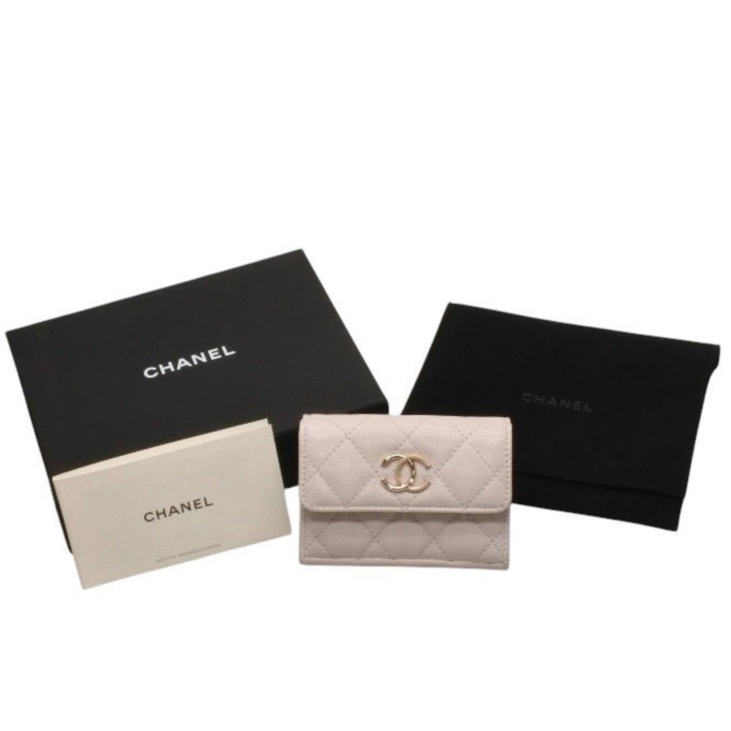 Chanel Classic Small Flap Wallet Base CC Logo Caviar Leather Pink