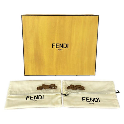 Fendi Short Boots Khaki Light Brown Black Zucca Pattern Leather 36 — view 8