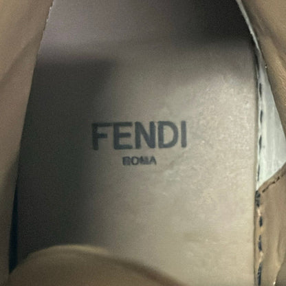 Fendi Short Boots Khaki Light Brown Black Zucca Pattern Leather 36 — view 6