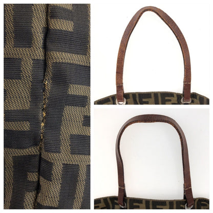 Fendi Zucca Brown Silver Canvas Leather Tote Bag — view 6