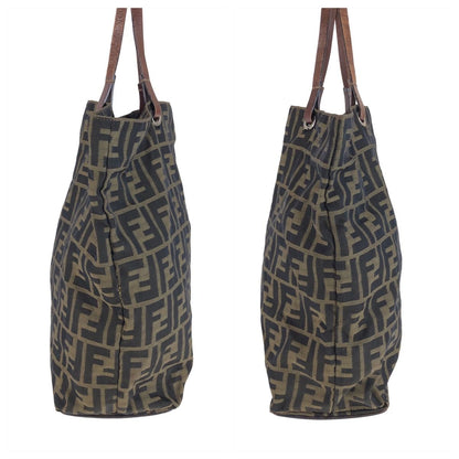 Fendi Zucca Brown Silver Canvas Leather Tote Bag — view 8