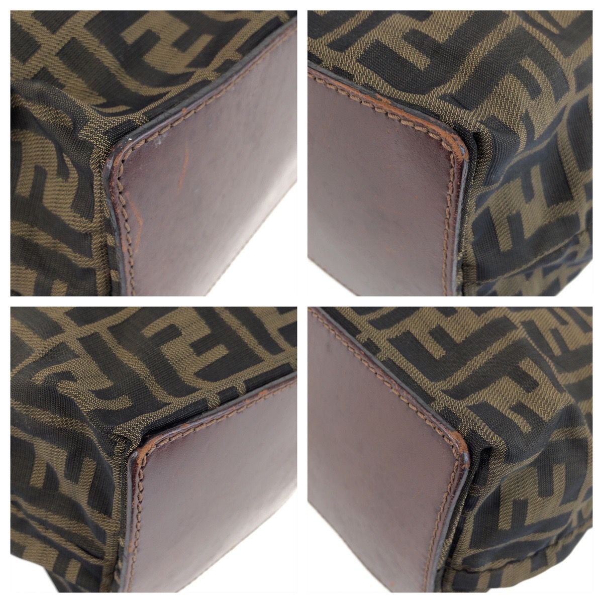 Fendi Zucca Brown Silver Canvas Leather Tote Bag — view 3