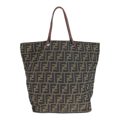Fendi Zucca Brown Silver Canvas Leather Tote Bag — view 2