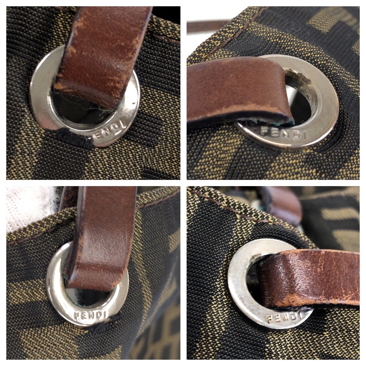 Fendi Zucca Brown Silver Canvas Leather Tote Bag — view 5