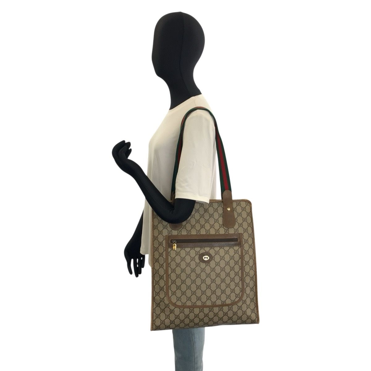 Gucci Vintage Sherry Line Beige GG Supremecanvas Tote Shoulder Bag — view 6