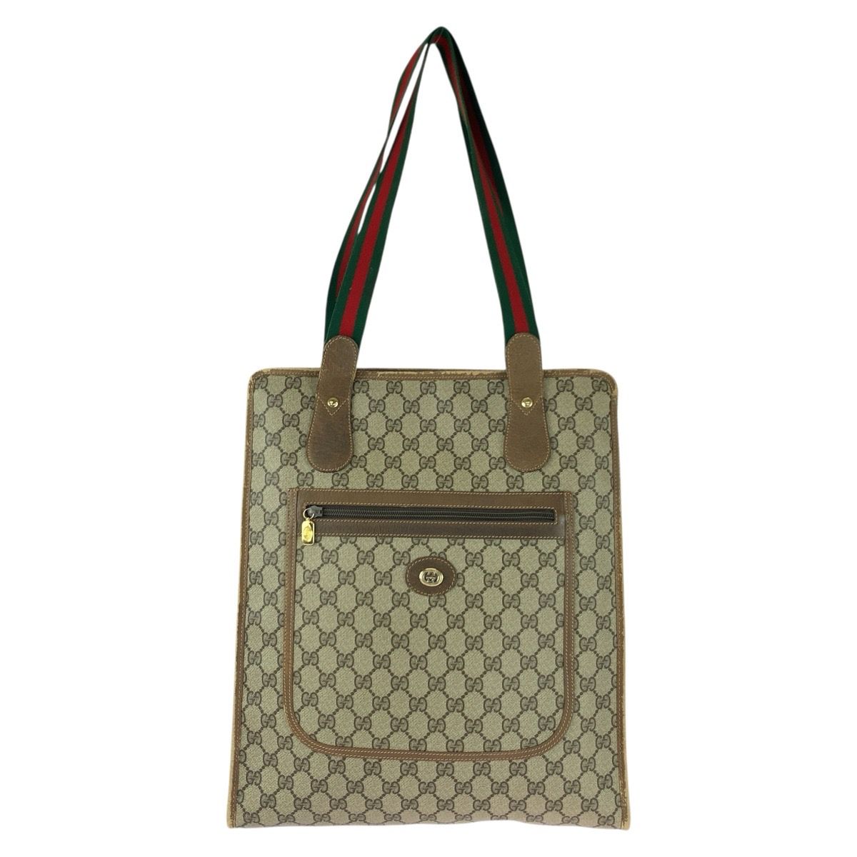 Gucci Vintage Sherry Line Beige GG Supremecanvas Tote Shoulder Bag