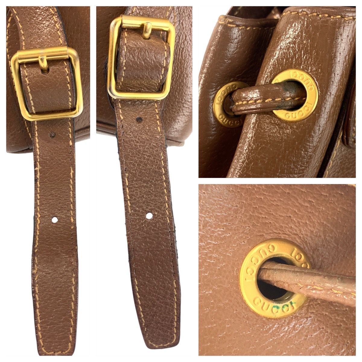 Gucci Bamboo Brown Gold Leather Backpack — view 6