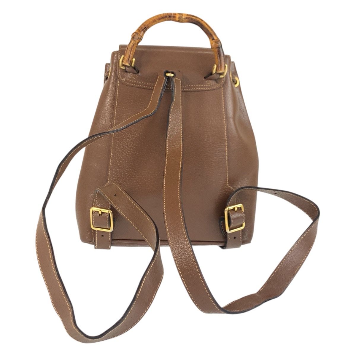 Gucci Bamboo Brown Gold Leather Backpack — view 2
