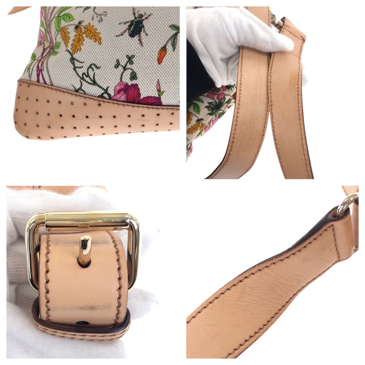 Gucci Flora Multicolor Gold Canvas Shoulder Bag — view 6