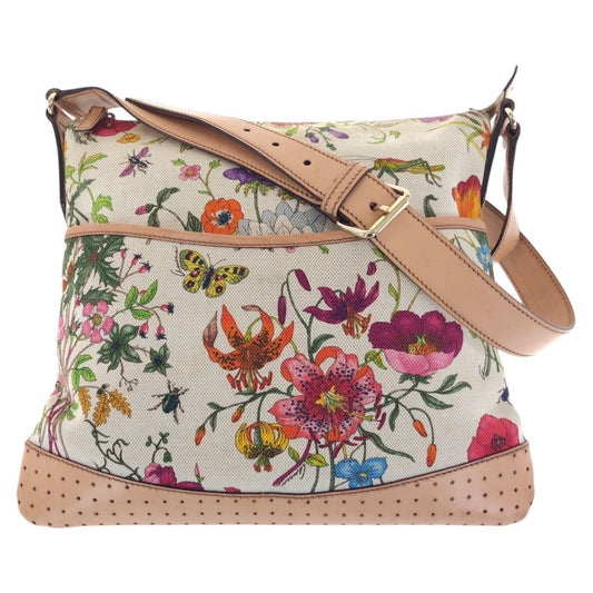 Gucci Flora Multicolor Gold Canvas Shoulder Bag