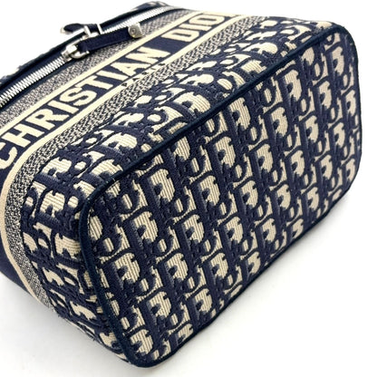 Dior Travel Vanity Cotton Off White Navy Handbag Silver — view 5