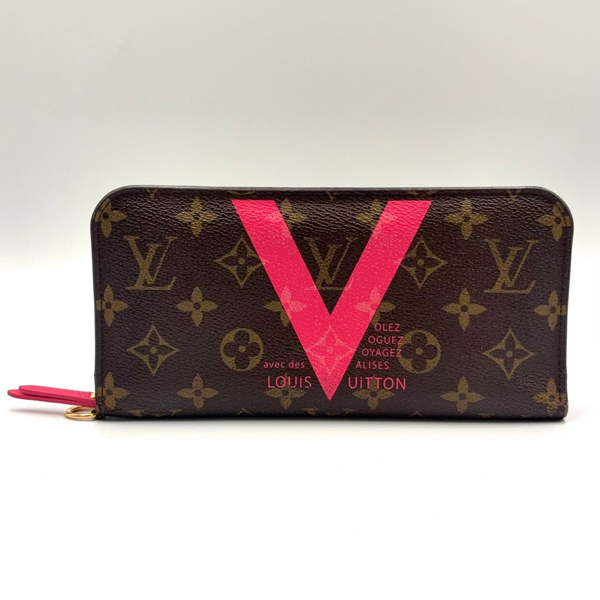 Louis Vuitton Monogram Zippy Wallet Leather Pink Brown Gold